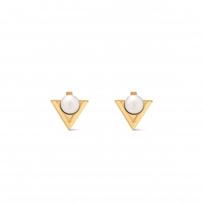 LOUIS VUITTON V FOR VUITTON PEARL AND METAL EARRINGS M02368
